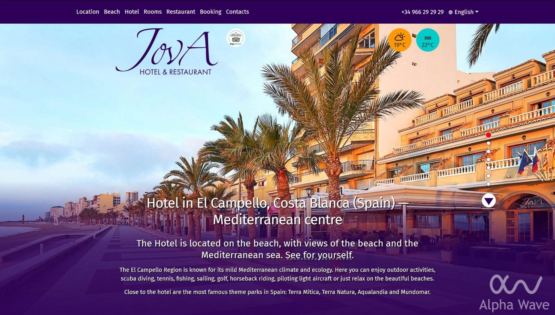 Большой скриншот главной страницы проекта «JovA Hotel»